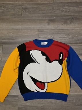 Vintage 80/90s Disney Mickey & Co Color Block Knit Sweater - Size XL